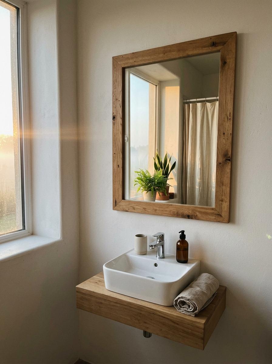 Achieve A Harmonious Look With A Japandi Bathroom Mirror