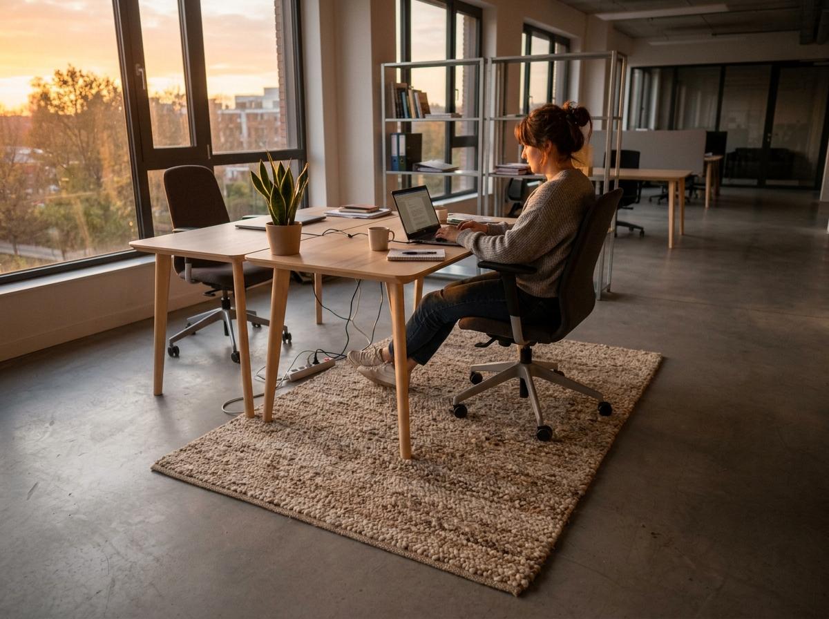 Achieve Visual Balance Through Thoughtful Japandi Office Rug Placement