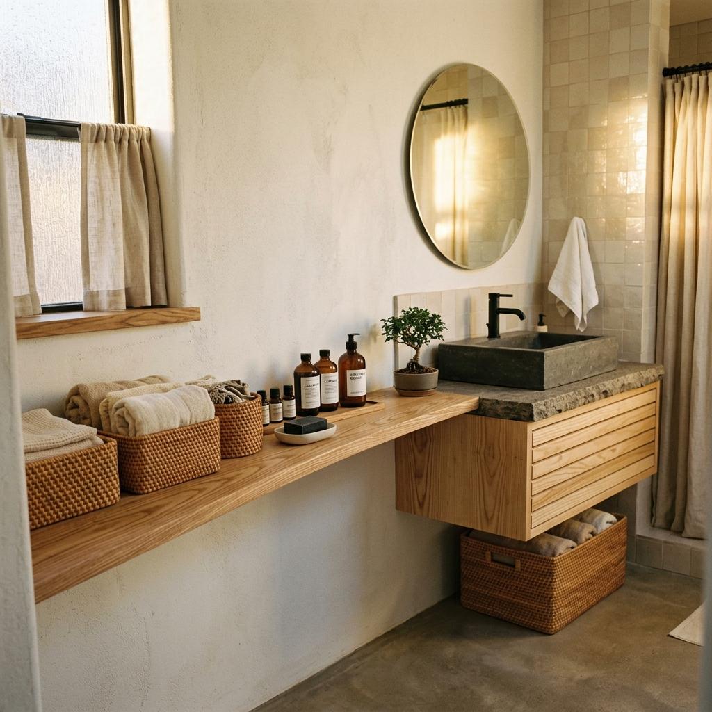 Achieving A Balanced Look With Japandi Bathroom Storage Solutions