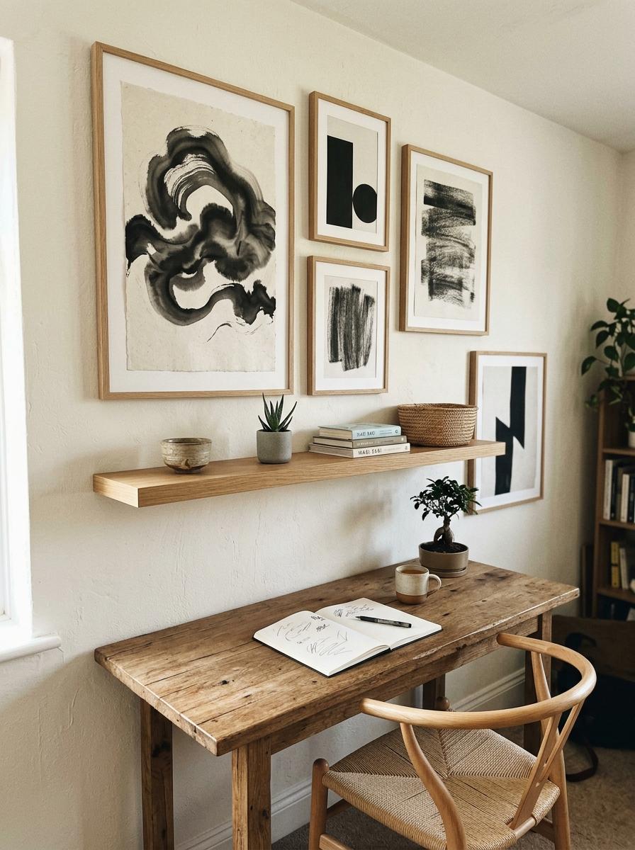 Achieving Mindfulness Through Artistic Japandi Office Wall Art