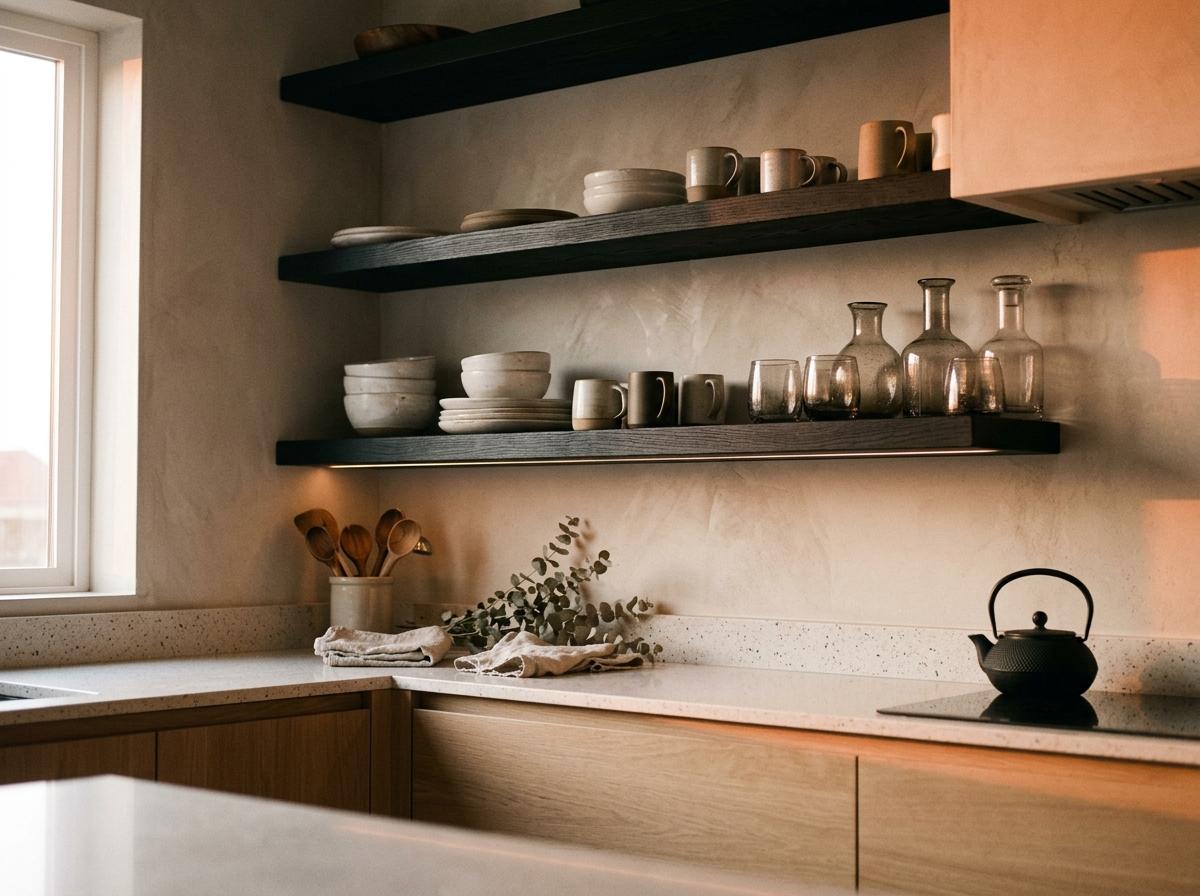 Aesthetic Balance In Japandi Kitchen Open Shelving Layouts