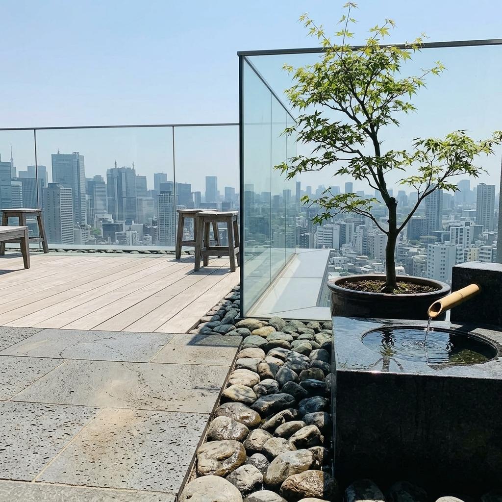 An Elegant Terrace Redefined By Japandi Zen Garden Themes