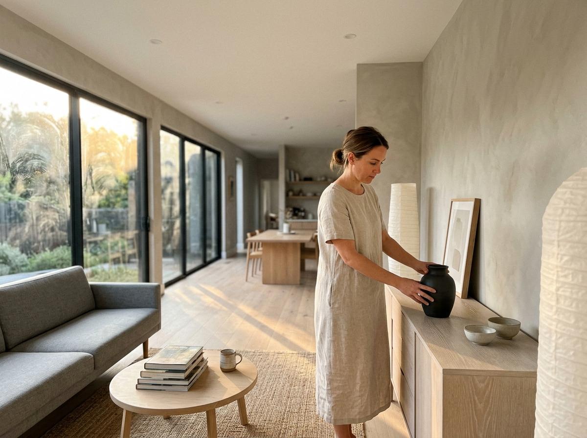 An Open Concept Home Showcasing Japandi Living Room Style