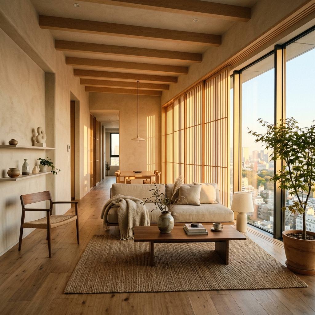 An Opulent Penthouse Showcasing Refined Japandi Aesthetics