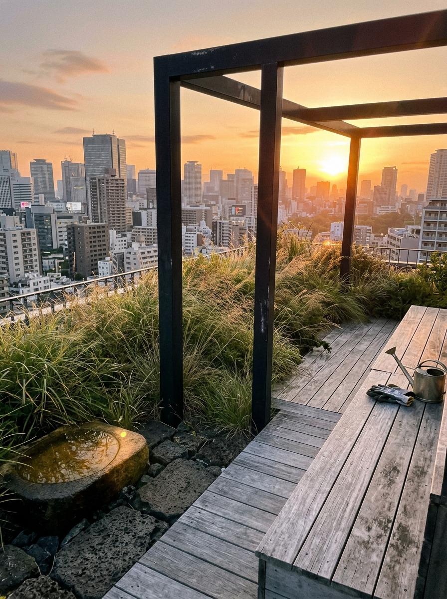 An Urban Rooftop Transformed By Japandi Garden Styles
