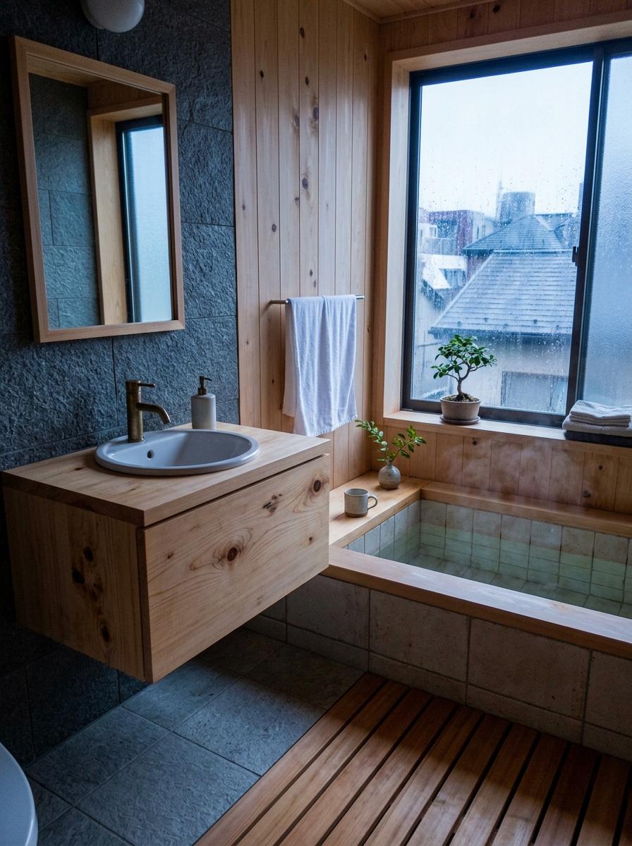 Architectural Beauty Meets Comfort In This Japandi Bathroom
