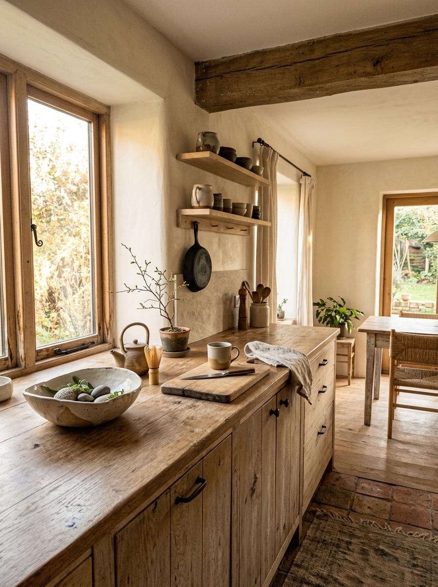 Balanced Living Inside A Bright Rustic Japandi Kitchen