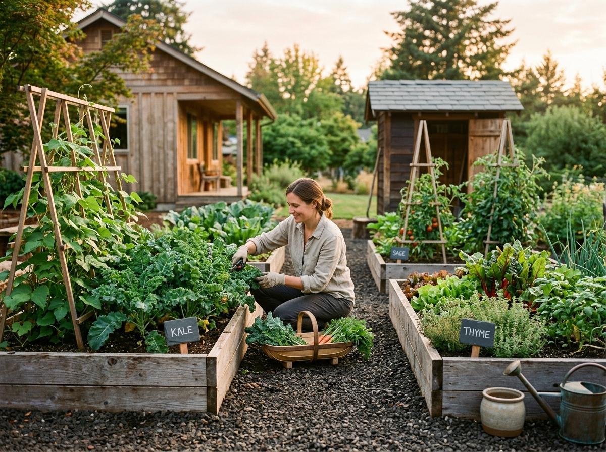 Balanced Living With A Productive Japandi Vegetable Garden