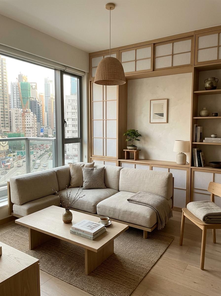 Balancing Zen And Scandic In A Japandi Living Room Apartment