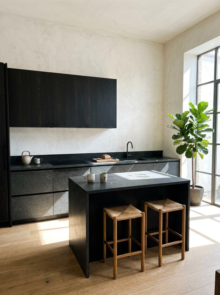 Bold And Minimalist Dark Japandi Kitchen Inspiration For Homes