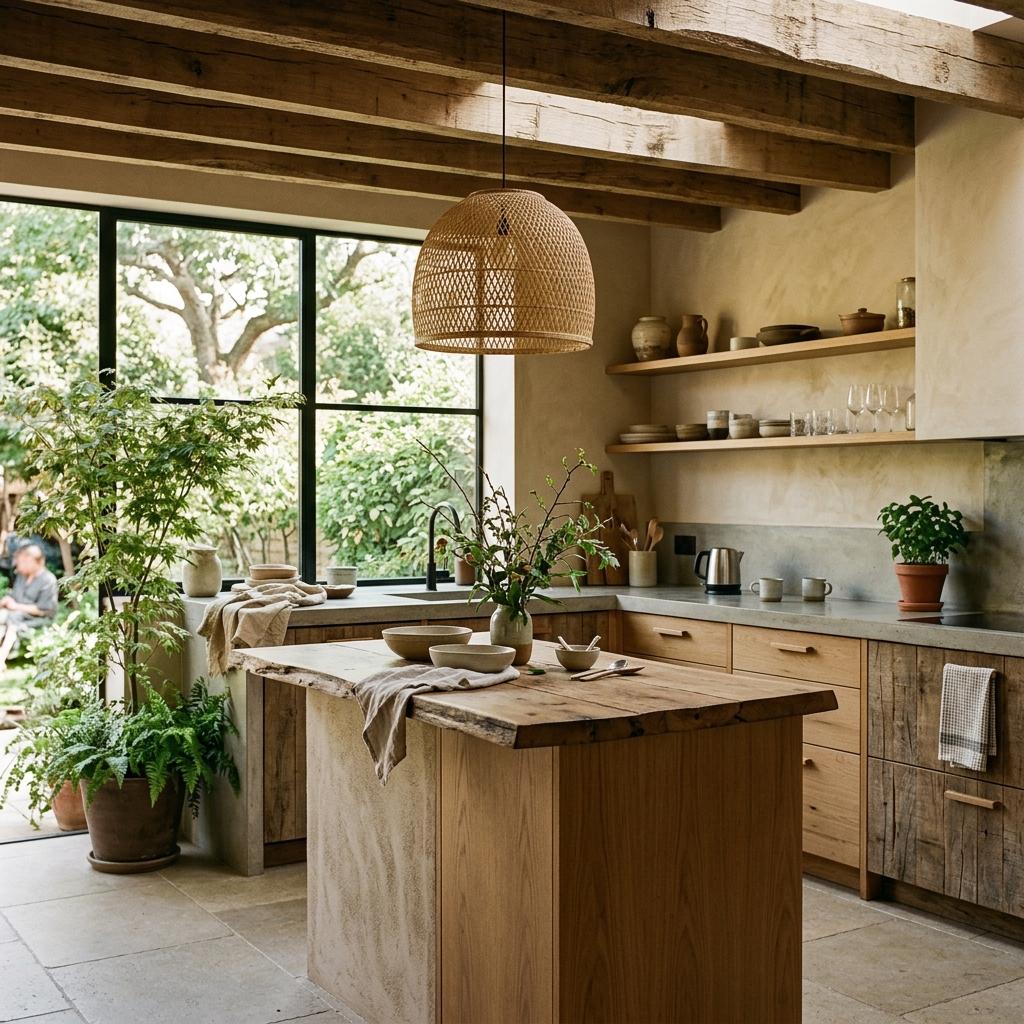 Bringing Nature Indoors With A Rustic Japandi Kitchen Concept