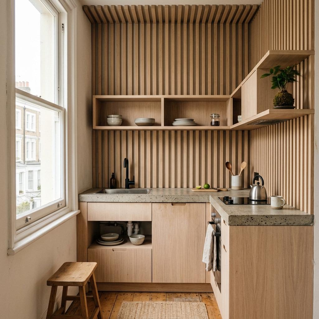 Clean Lines Define This Small Japandi Kitchen Layout