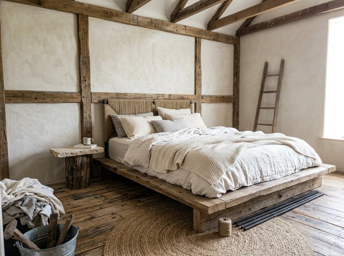 Combining Raw Materials For A Unique Rustic Japandi Bedroom