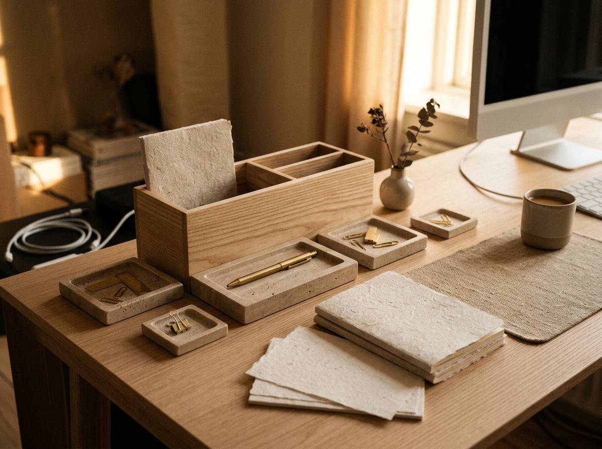 Compact Storage Ideas For Japandi Office Accessories