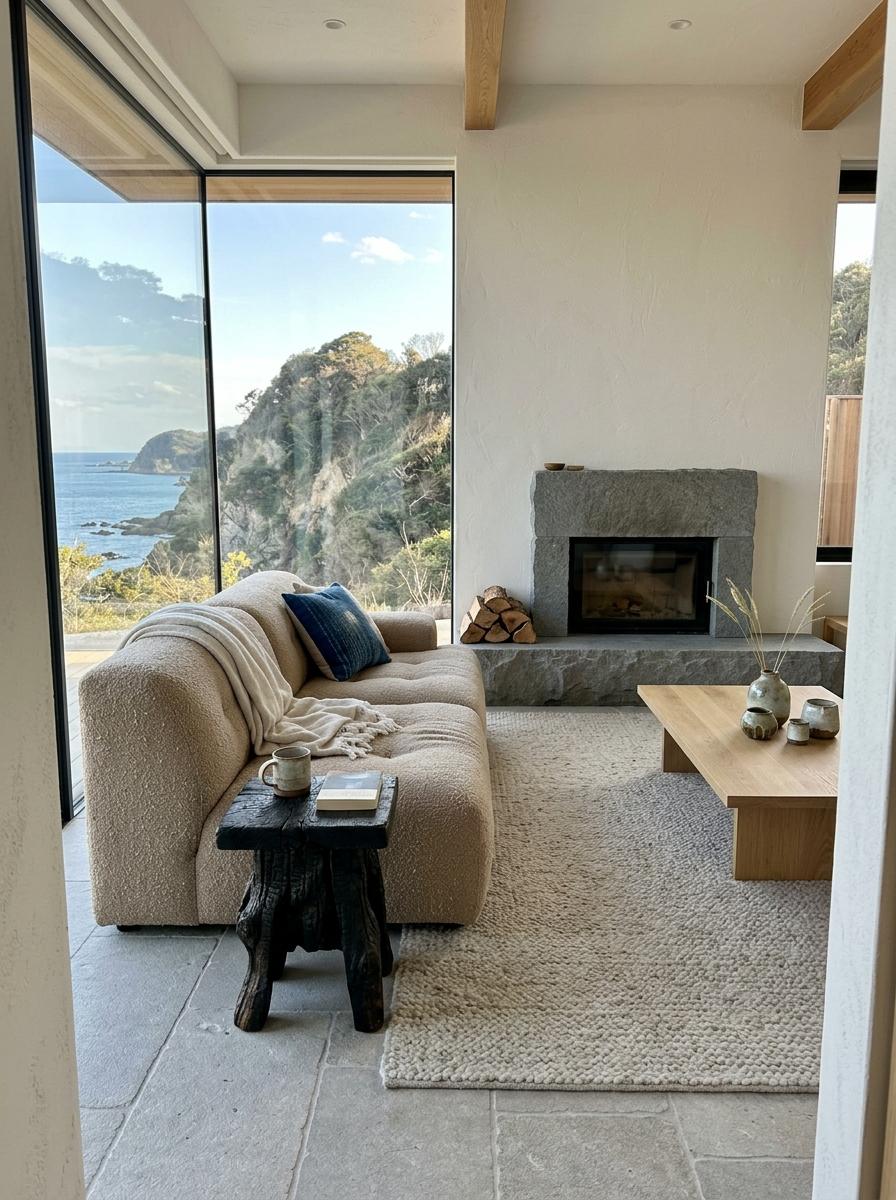 Contemporary Comfort Inside A Sleek Japandi Living Room