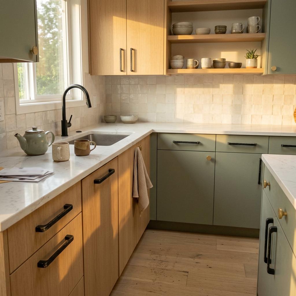 Contemporary Kitchen Makeover With Japandi Style Hardware