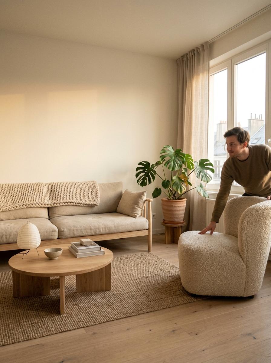 Cozy Japandi Living Room Transformation With Natural Elements