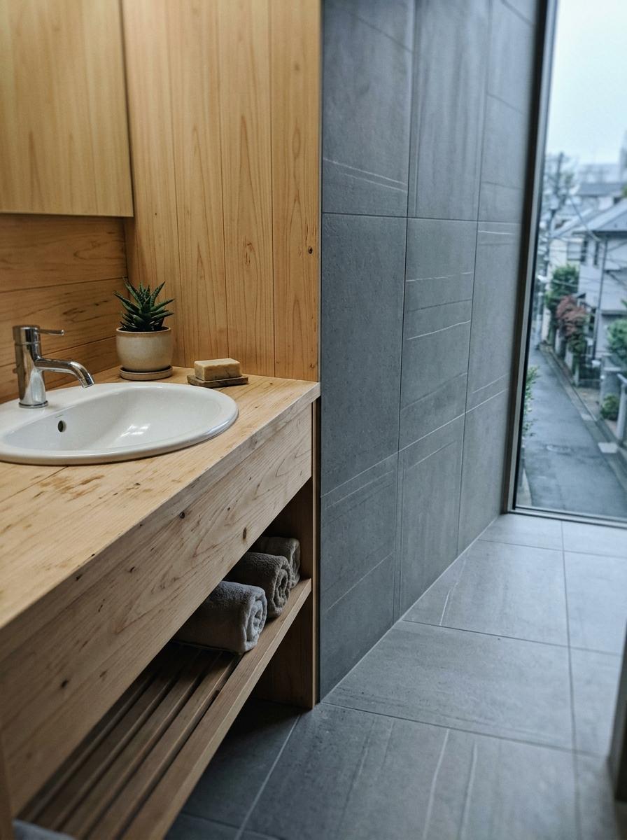 Crafted Comfort: The Intersection Of Wood And Japandi Bathroom Tiles