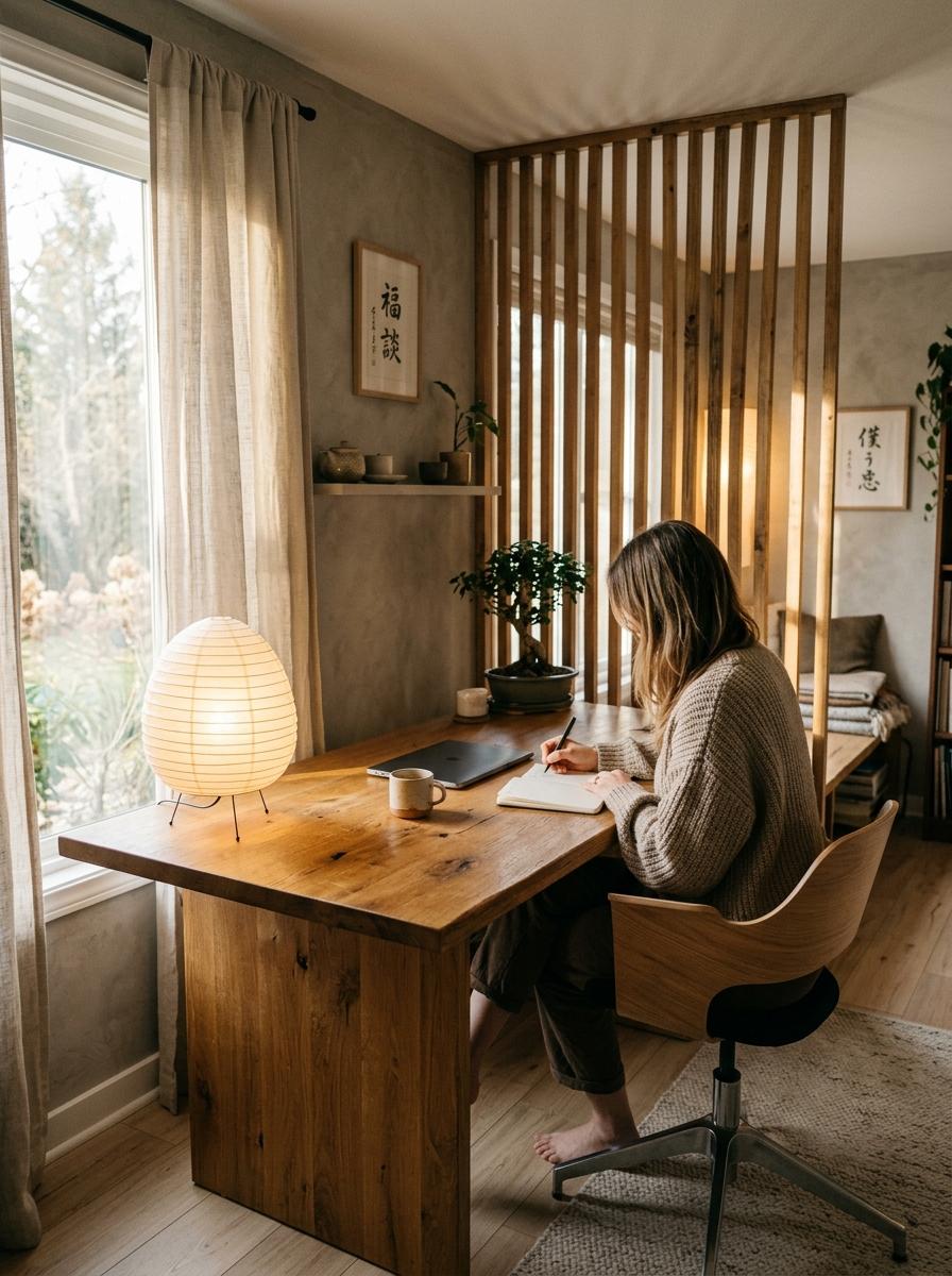 Crafting A Personal Sanctuary In A Cozy Japandi Office
