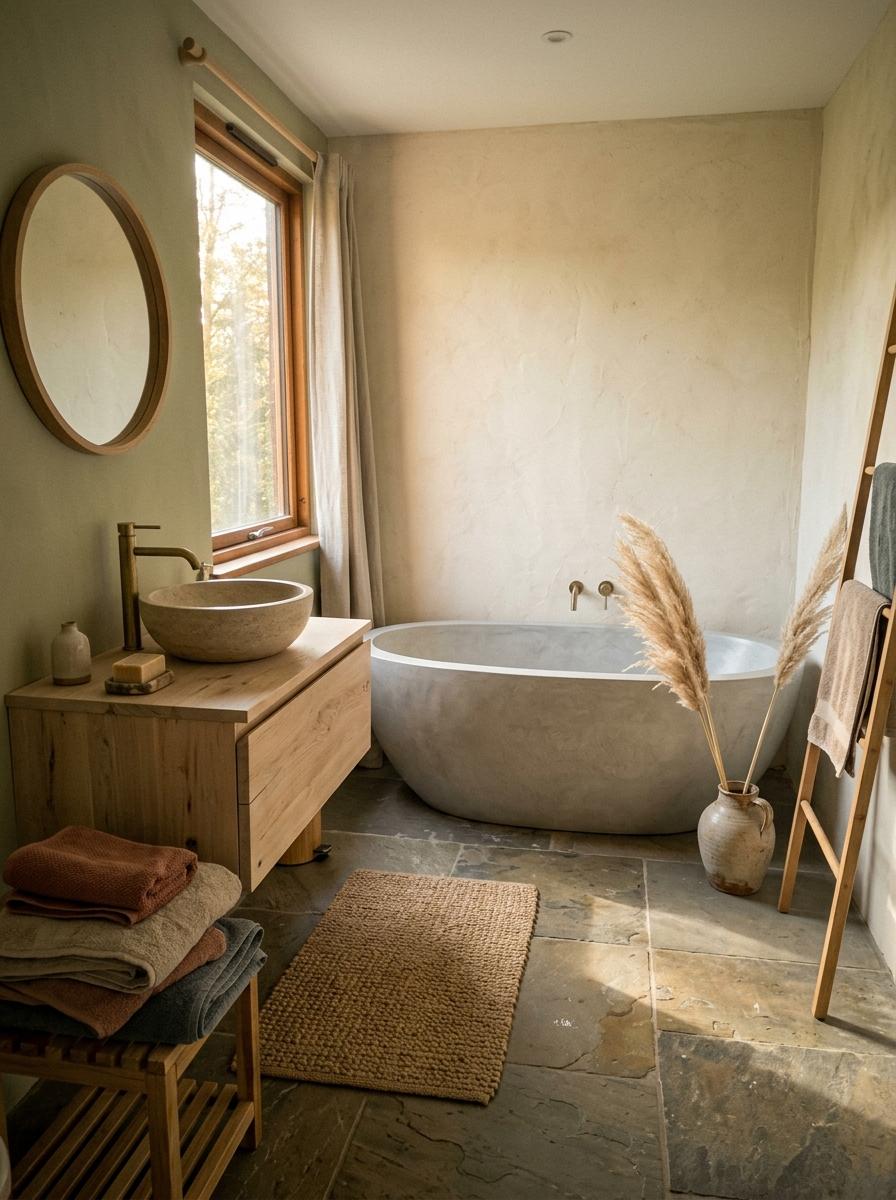 Create A Balanced Space With Earth Tone Japandi Bathroom Decor