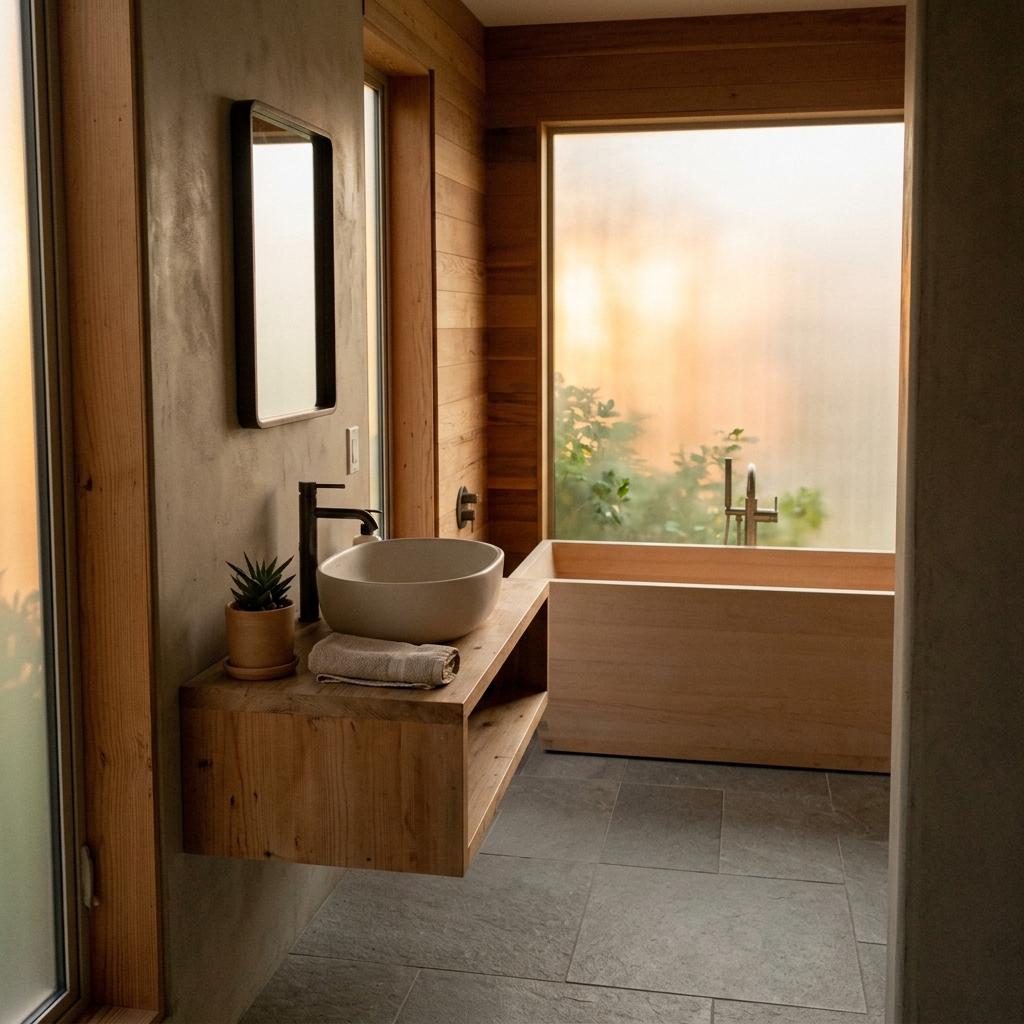 Create A Minimalist Japandi Bathroom Haven With Natural Wood Accents