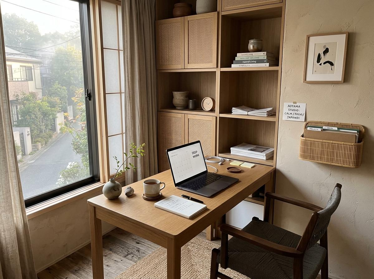 Create A Productive Workspace With Japandi Office Organization