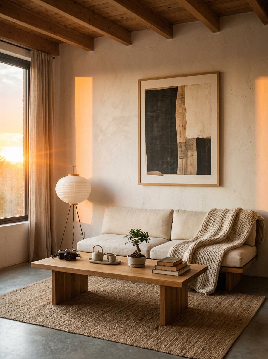 Create A Striking Focal Point With Japandi Living Room Wall Art