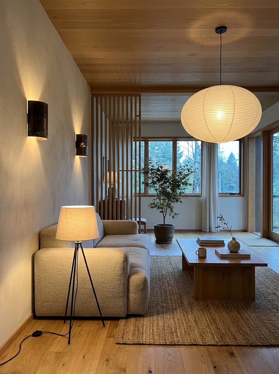 Create Visual Depth Through Layered Japandi Living Room Lighting