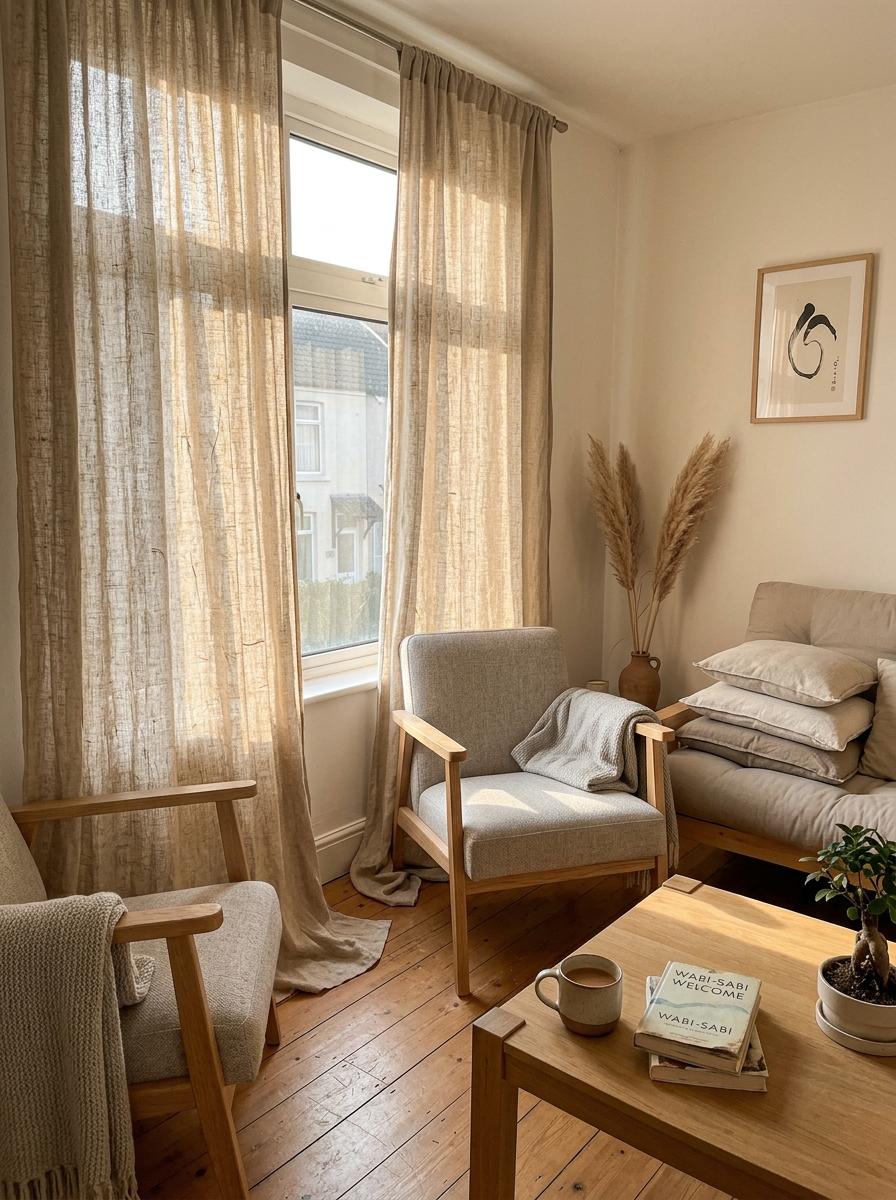 Creating A Quiet Atmosphere With Japandi Living Room Curtains