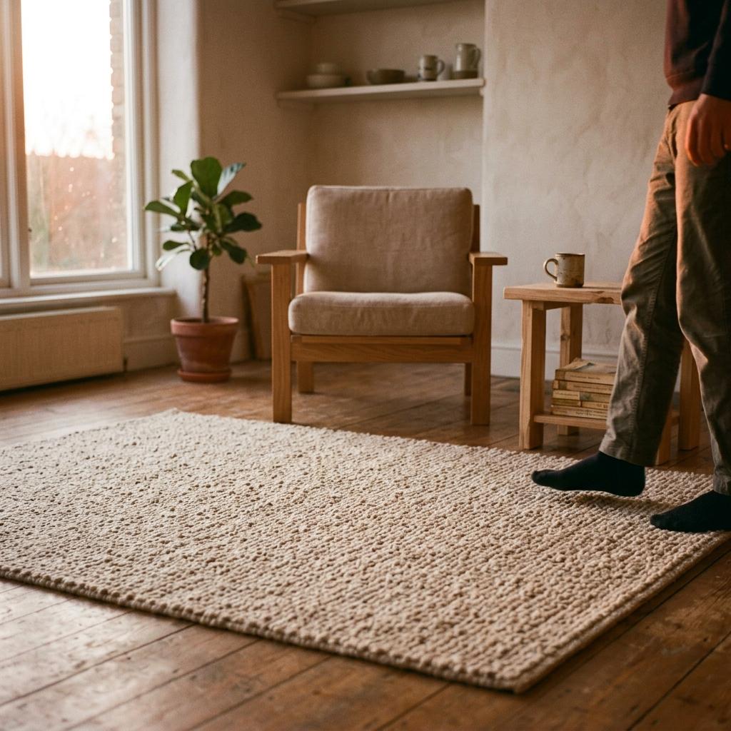 Creating A Soft Foundation With A Wool Japandi Living Room Rug
