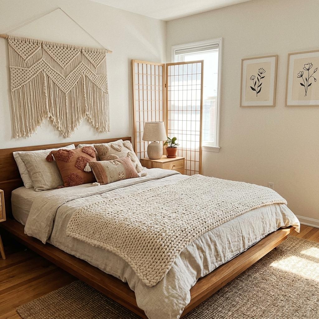 Creating A Warm Japandi Bedroom With Boho Textures