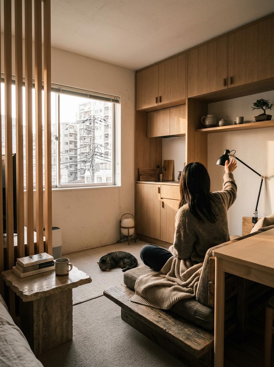 Creating A Warm Retreat In A Tiny Japandi Inspired Apartment