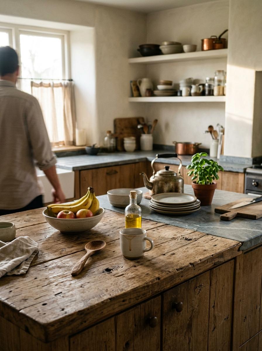 Creating An Organic Atmosphere Using Japandi Kitchen Countertops