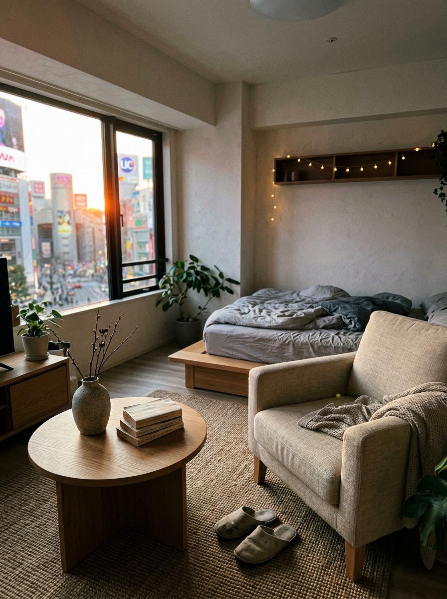 Creating Comfort In A Compact Japandi Living Room Apartment