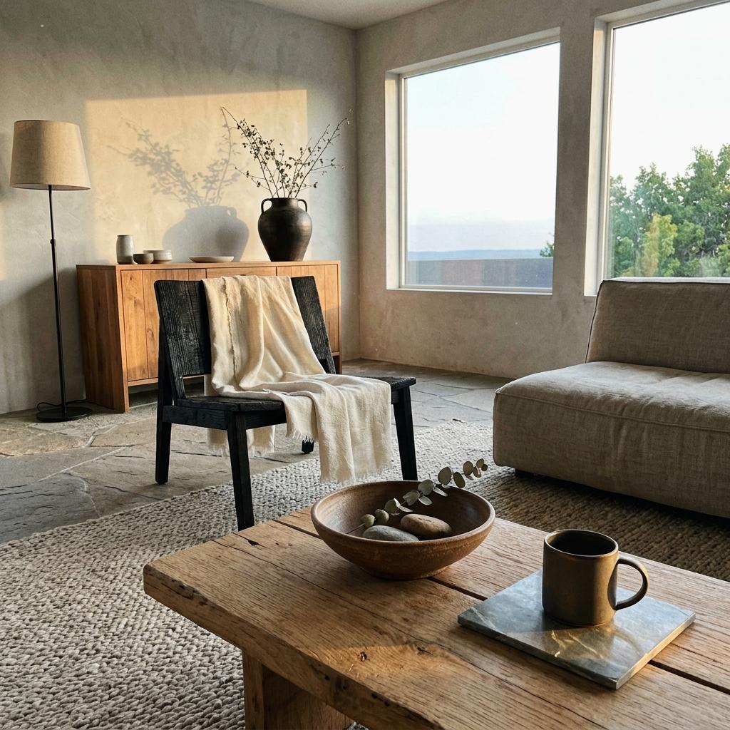 Creating Contrast Using Varied Japandi Living Room Texture Styles
