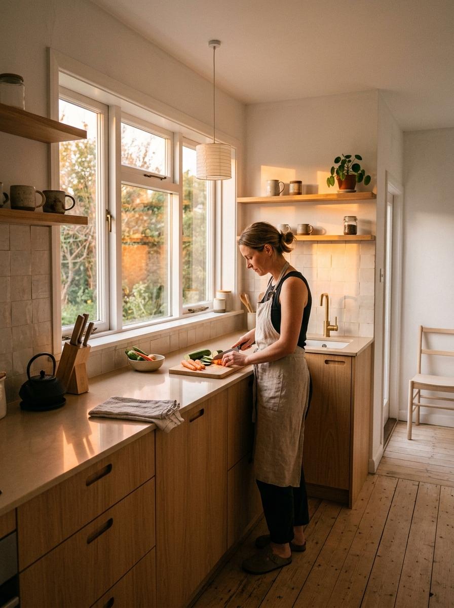 Creating Seamless Flow In Small Japandi Kitchen Layout
