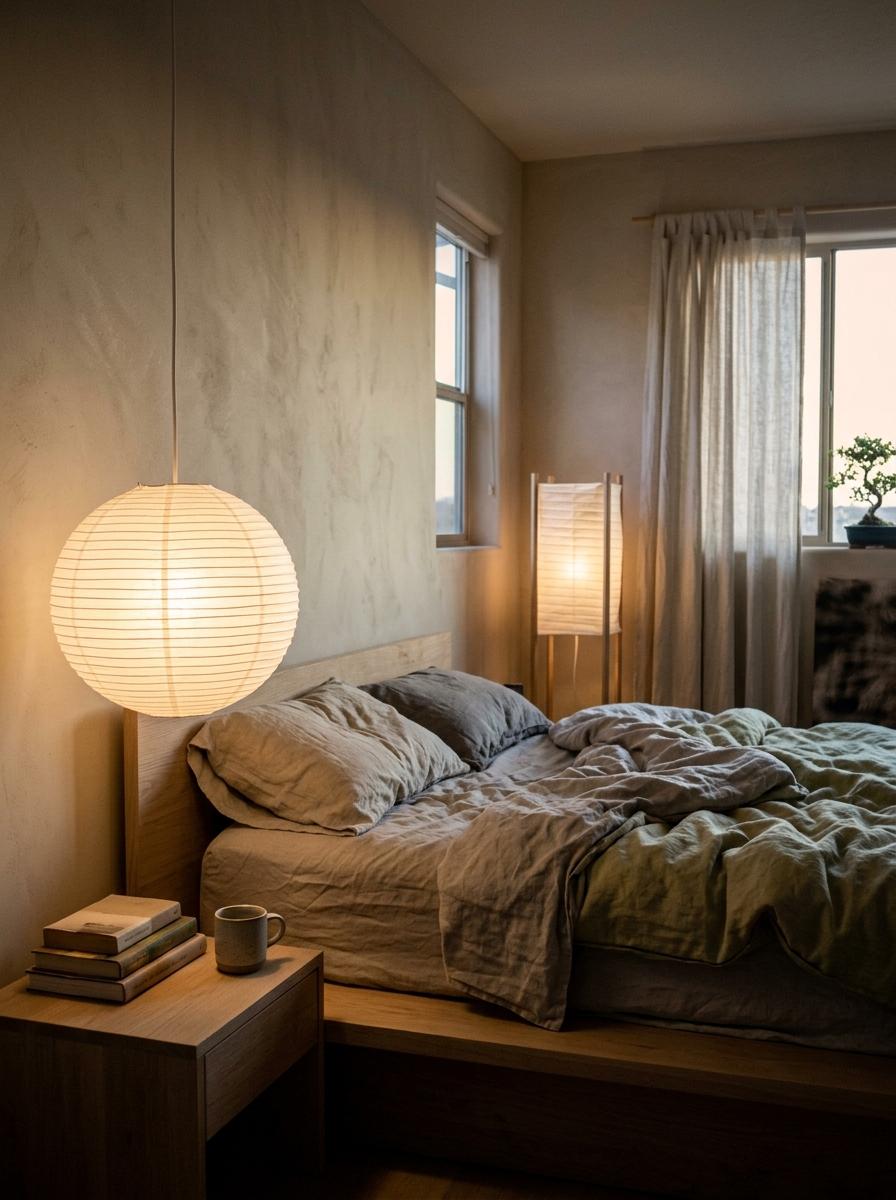 Curate A Calm Space With Japandi Bedroom Lighting
