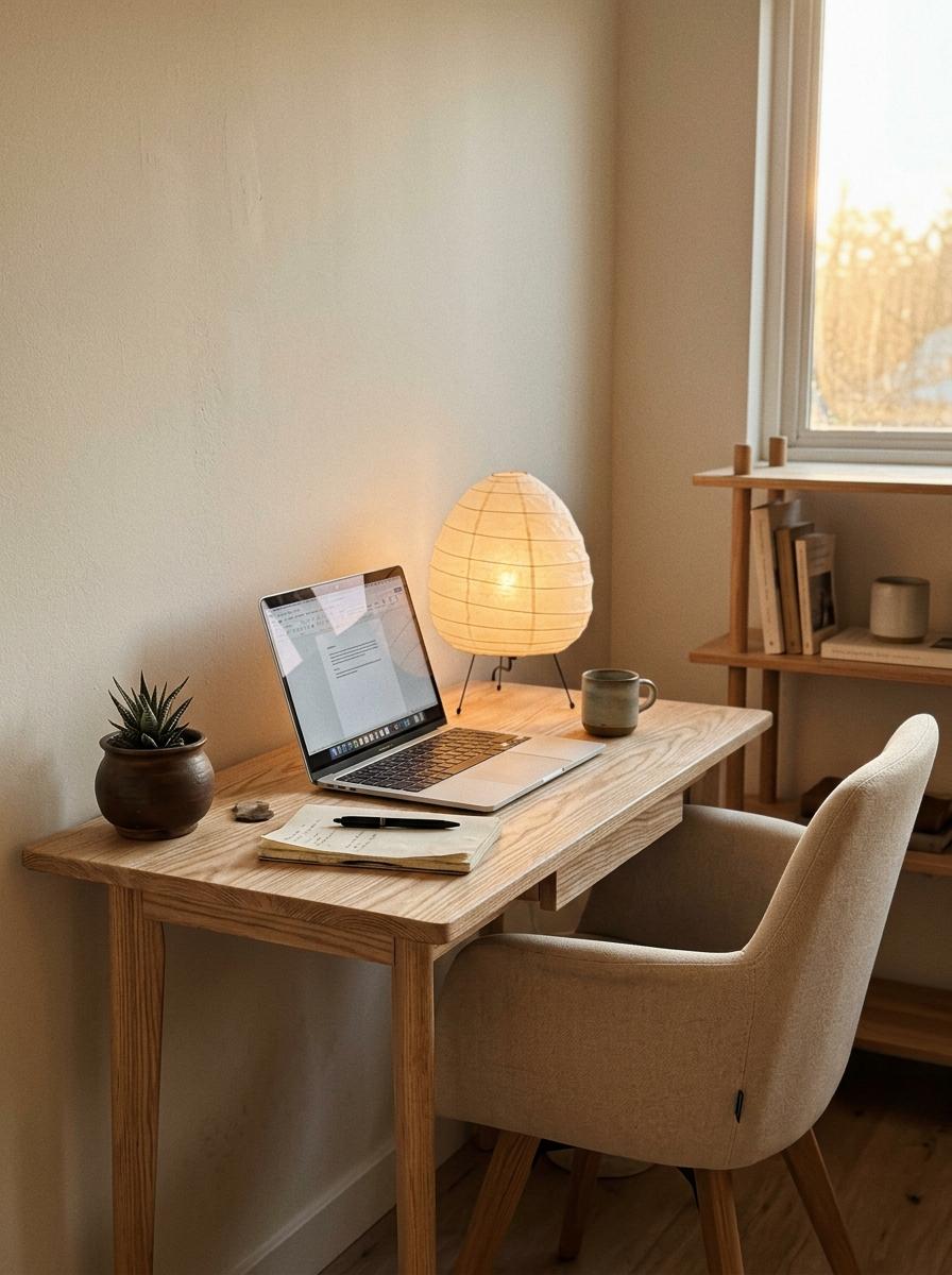 Curate A Professional Small Japandi Office Environment