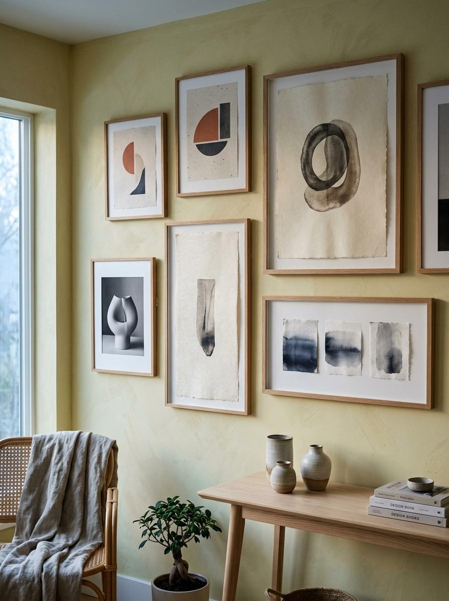 Curate A Stylish Gallery With Timeless Japandi Living Room Wall Art