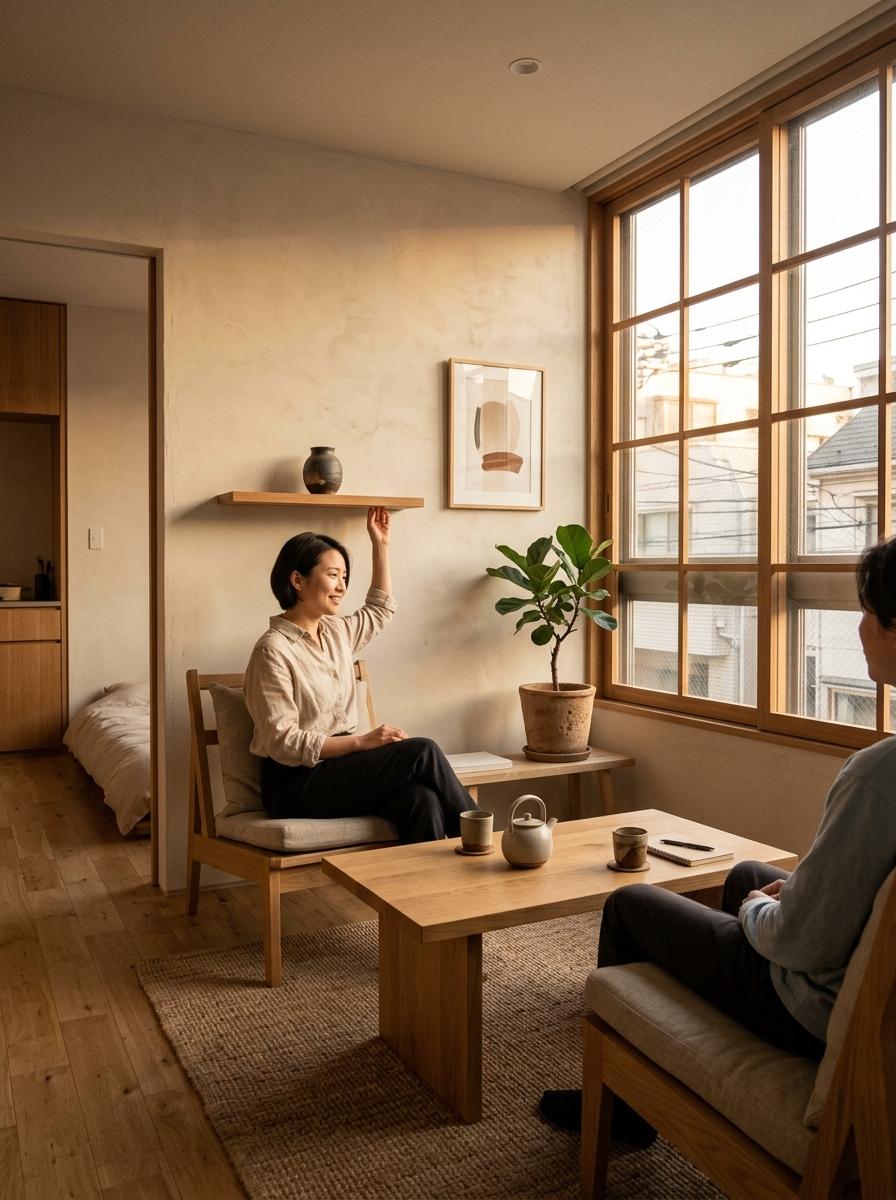 Curated Aesthetics Inside A Small Japandi Inspired Space