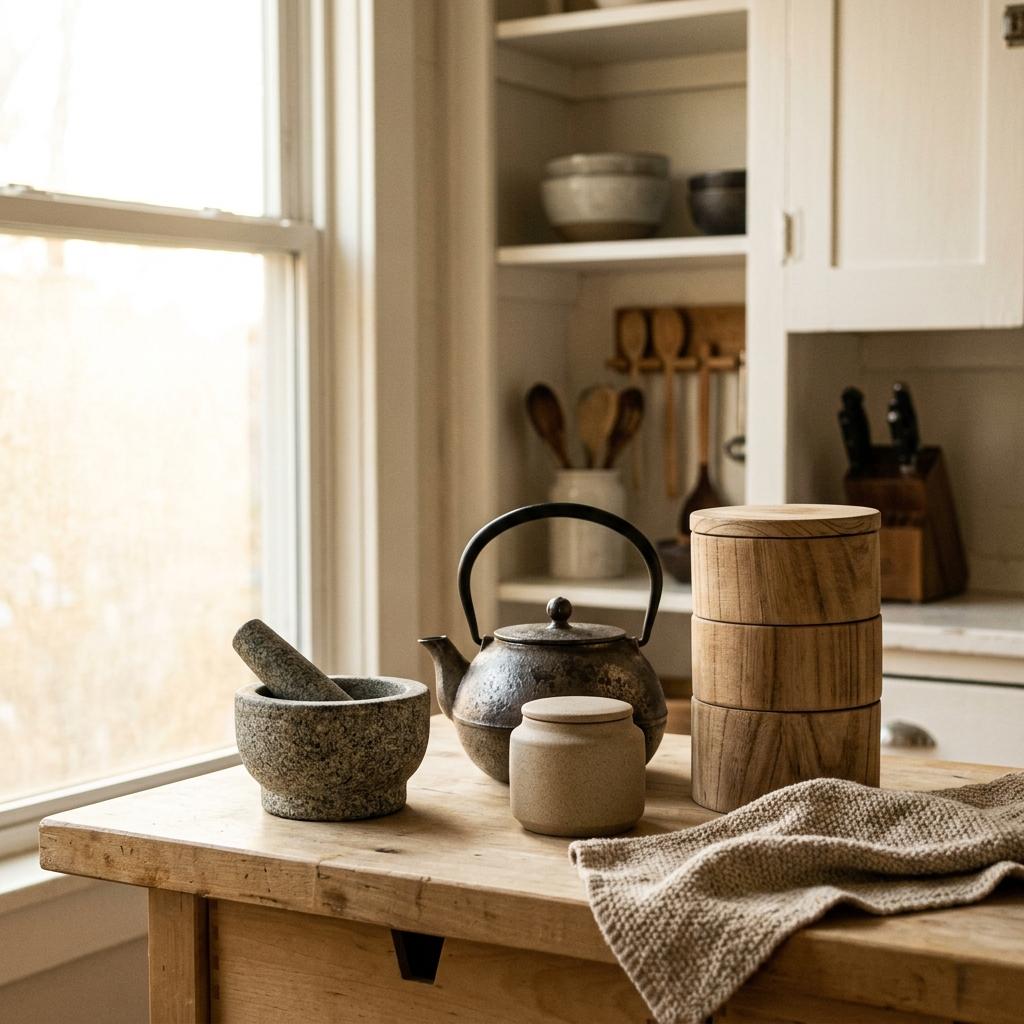 Curated Essentials For An Organized Neutral Japandi Kitchen