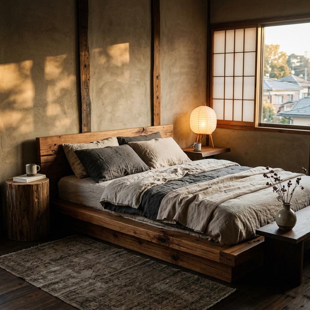 Curated Furniture Selection For A Rustic Japandi Bedroom