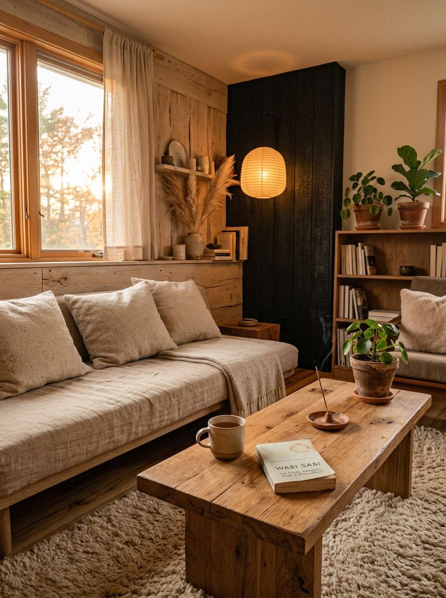 Discover A Cozy Japandi Living Room With Natural Wood Elements