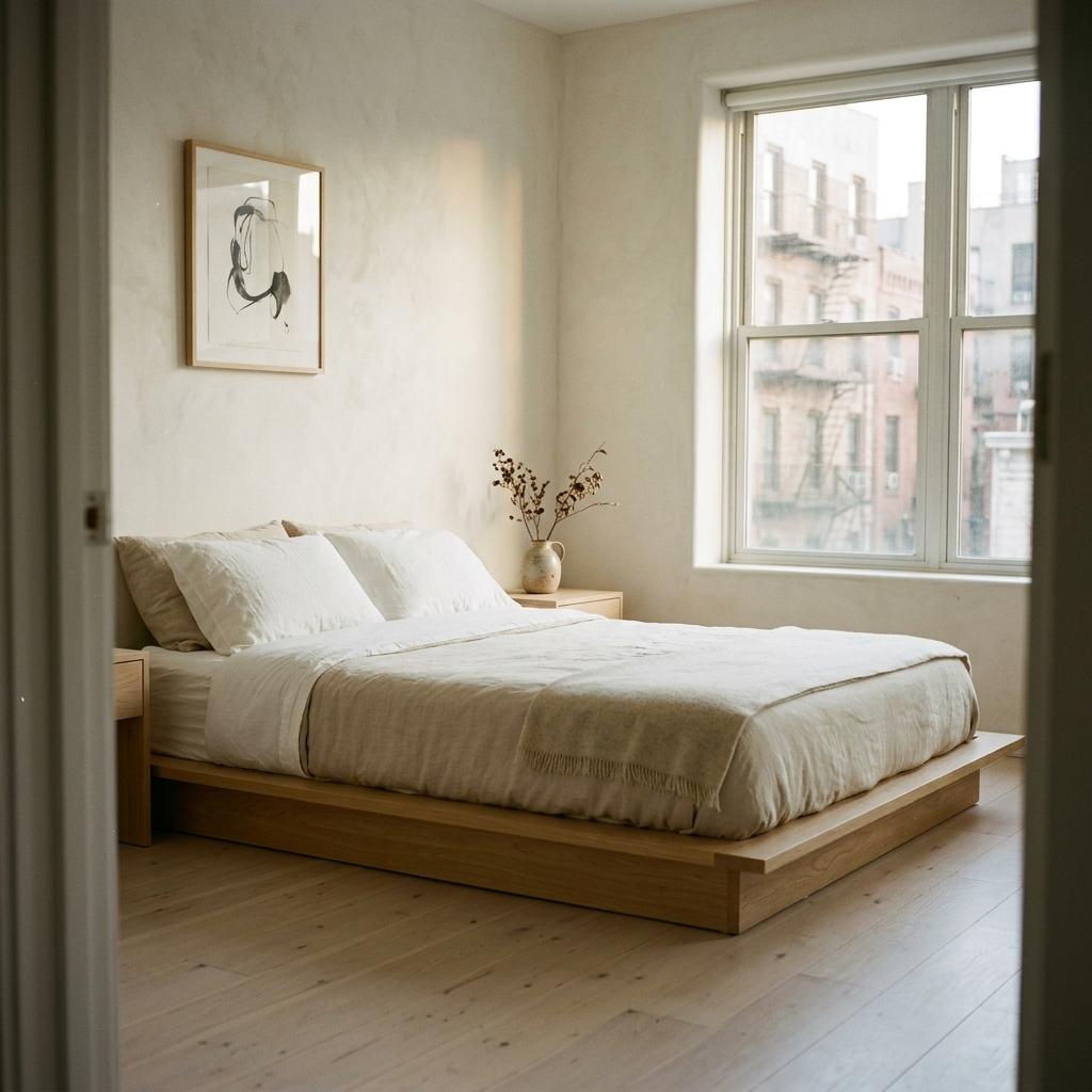 Discover A Muted Japandi Bedroom Sanctuary In The City