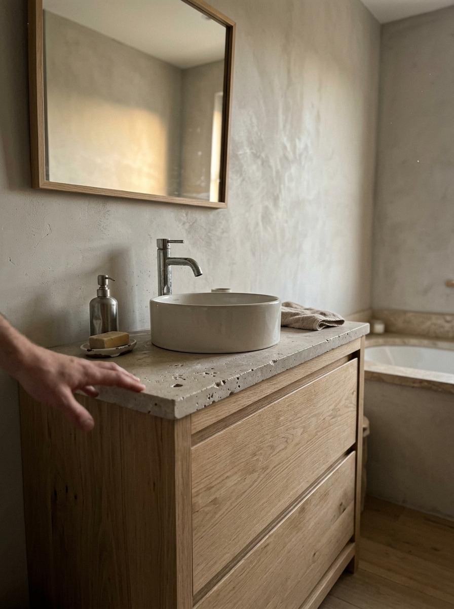 Discover A Neutral Palette Within This Japandi Bathroom Space