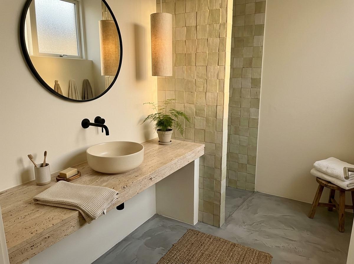 Discover A Quiet Oasis In This Japandi Guest Bathroom