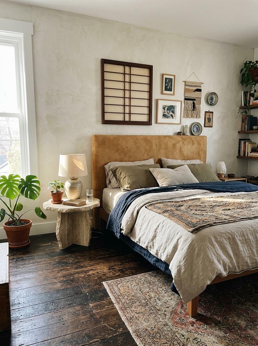 Discover An Artful Bedroom Blending Eclectic Style And Japandi Aesthetics