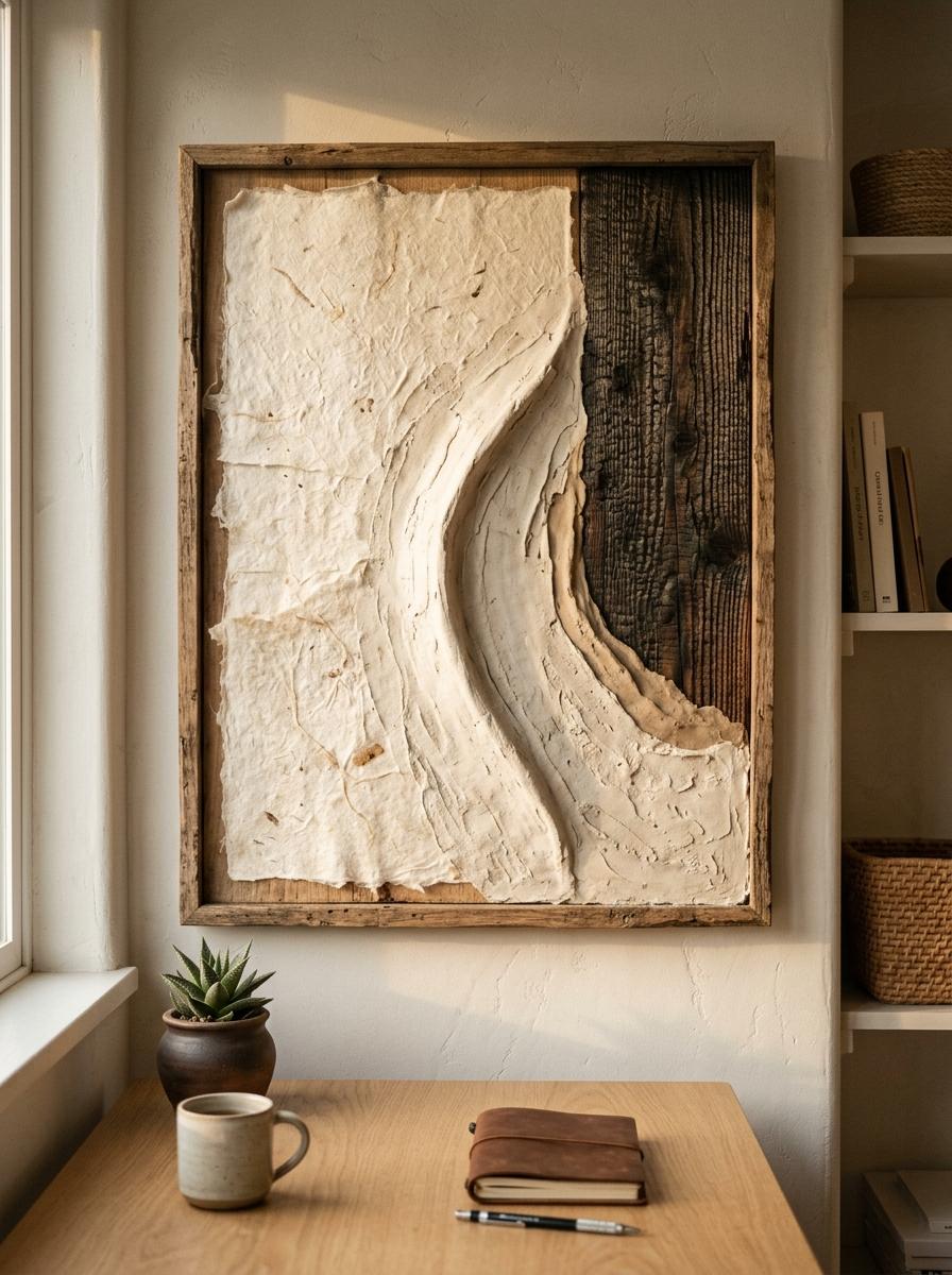 Discover Elegant Textures Within Contemporary Japandi Office Wall Art