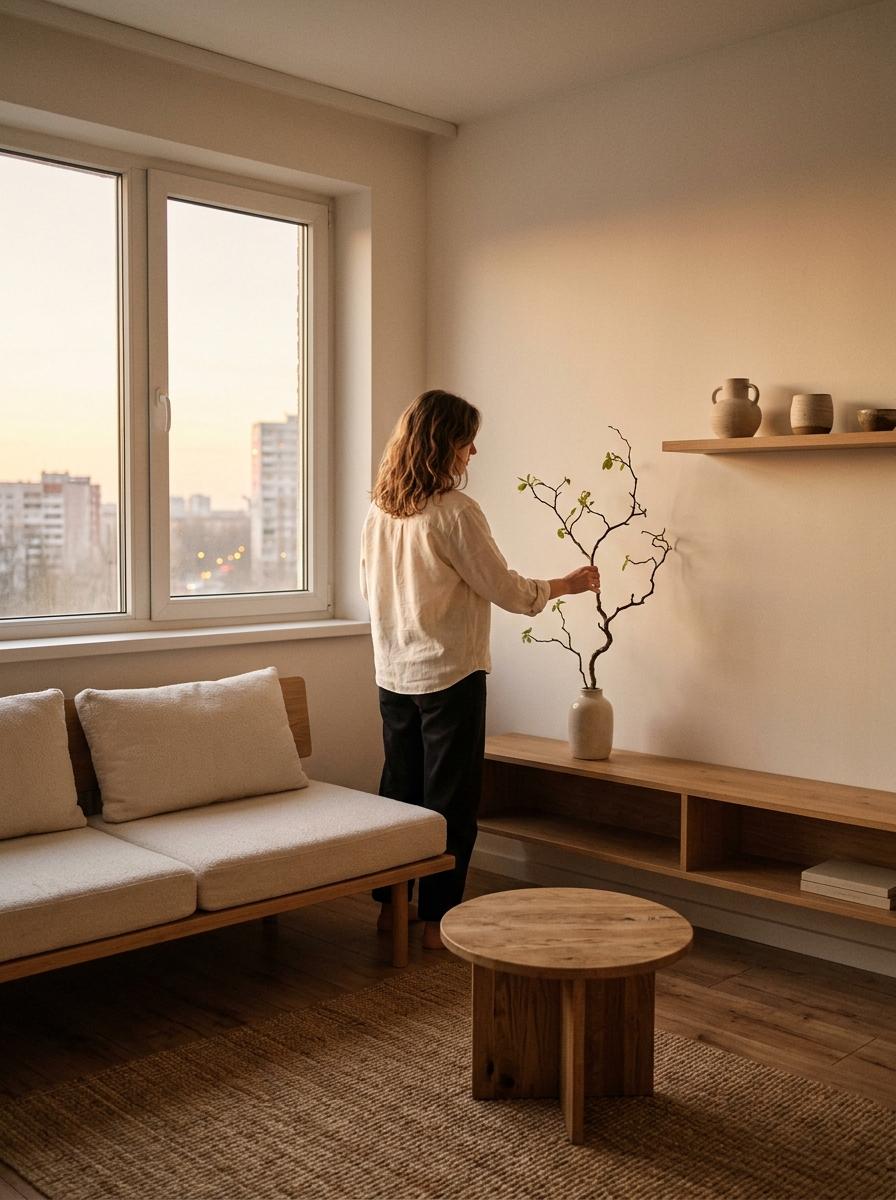 Discover How This Small Home Embraces A Cozy Japandi Living Room