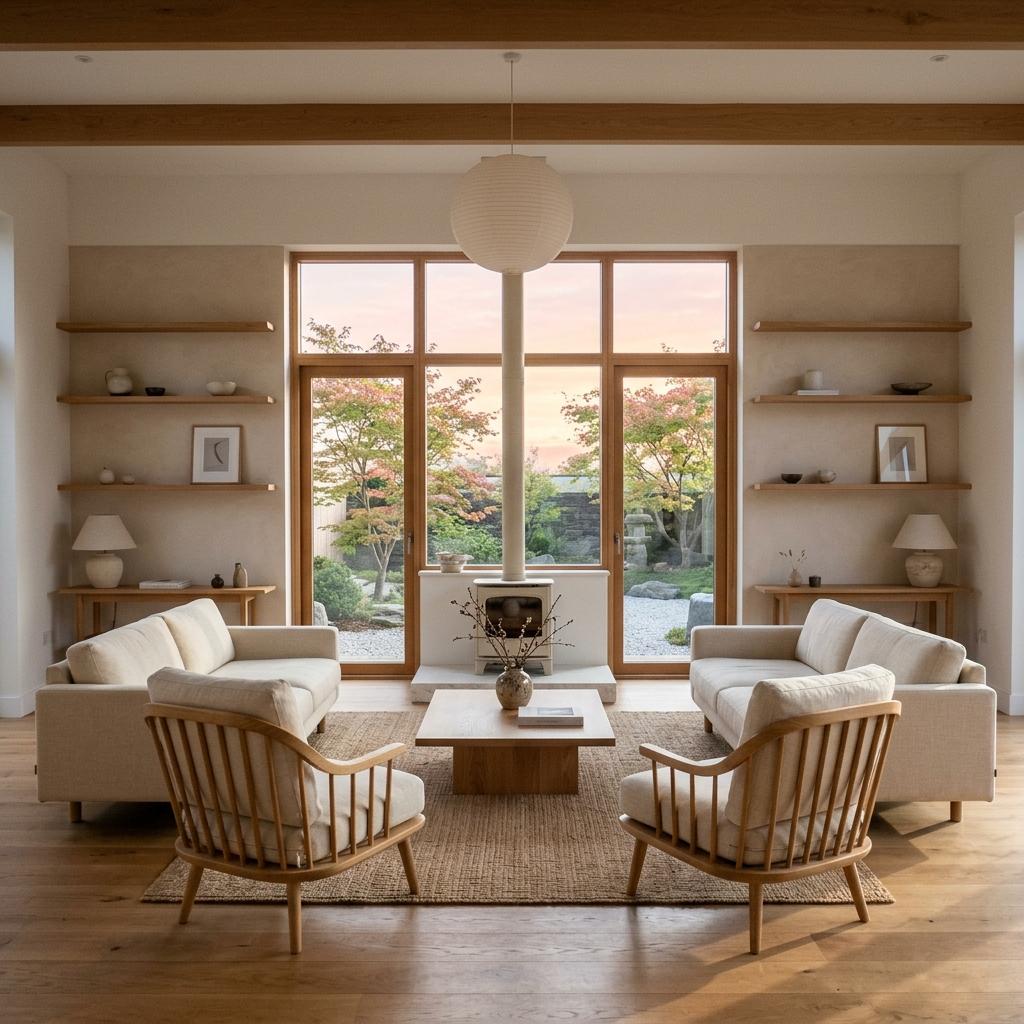 Discover The Beauty Of A Symmetrical Japandi Living Room Layout